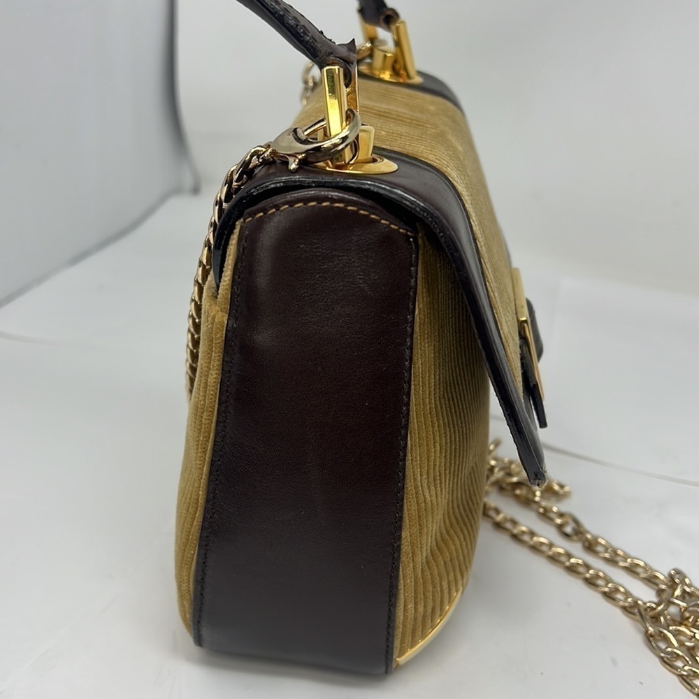 Dolce & Gabbana Vintage Corduroy Leather Handbag Crossbody Chain - Picture 9 of 16
